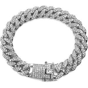Apzzic Cuban Link Bracelet Iced Out Miami Gold Plated Hip Hop Full CZ Prong